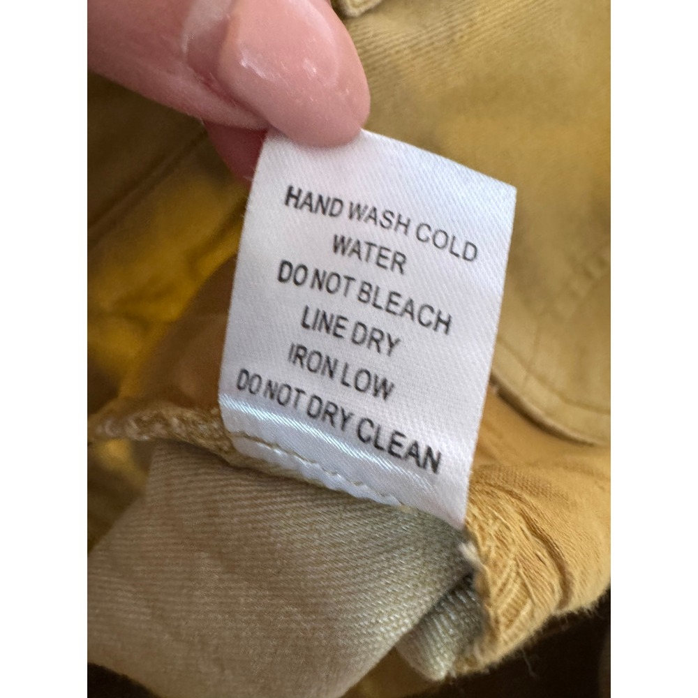 FAVLUX Mustard Yellow High Waisted Triple Button Fly Cuffed Shorts Womens SZ S - Picture 11 of 13